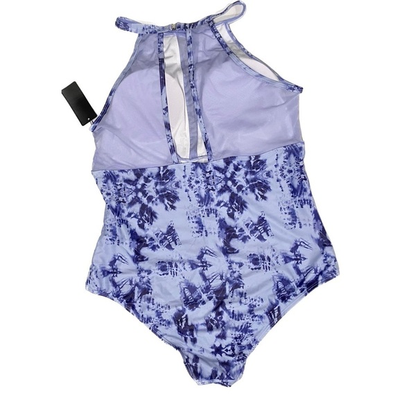 Aqua Eve Plus Size Swimsuit One Piece Tummy Control High Neck Ruched Size 18W - Picture 9 of 9